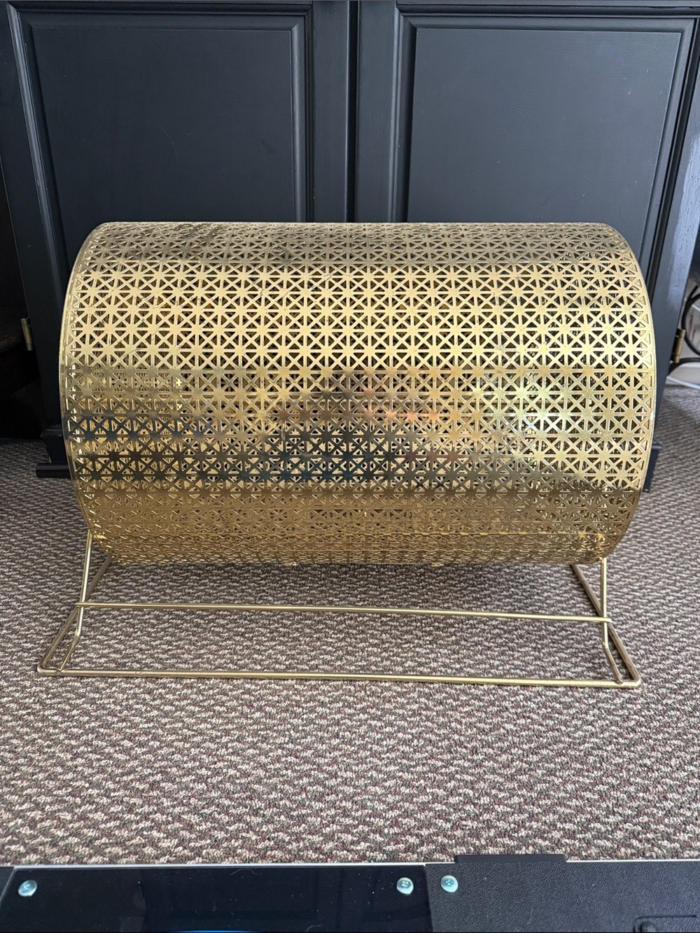 Brass tone jumbo Raffle ticket drum, spinning cage lottery drawing bin